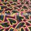 export surplus garments in delhi red yellow heart pattern on black polyester milk fiber Spandex Fabric