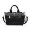 Fashion Black Color Ladies Cowhide Leather Tote Bag Double Zipper Shoulder Bag