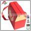 Folding Red gift box with handle and heart picture