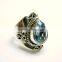 Blue Topaz Checker Cut 925 Sterling Silver Jewelry,Tear Drop Gemstone Fashion Jewelry, Designer Oxidized Silver Handmade Ring