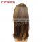 cheap wholesale price Brazilian human hair wig lace front highlights dark blonde color shoulder length