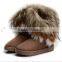 2015 hot style fox wool rabbit hair warm boots