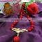 charming round pearl red stone pendants necklaces