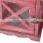 Red color wood lantern cross frame iron top