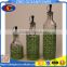 set of 3 olive oil vinegar jar bottle set with light green metal coating