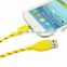 2015 wholesale colorful micro usb cable for Blackberry/HTC/Samsung,2M 6FT fabric nylon braided micro usb cable(white)