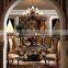 Neoclassical luxury solid wood hand carved dining room furniture gold color lazy susan round dining table