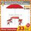 Folding Picnic PlasticTable and 4 Seats/chairs/bench With Umbrella