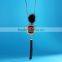 Red Bead Gold Hoop Pendant Long Chain Necklace Black Chain Tassel Necklace Pompon Necklace