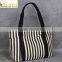 Black and White Stripes Canvas Handbag For Women