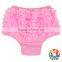 Solid Pink Color Baby Bloomers Chiffon Ruffle Panties Infant Panties Bloomer Wholesale Baby Diaper Plain Bloomers