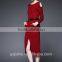 Sexy women knitting pencil wrap dress o-neck bodycon slit long sleeve dress causal dress for women