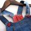 Polka Dot Belt Cartoon Cat Denim Dress