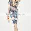 european style popular fashion denim capri lace jeans customized