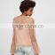 Wholesale woman fashion ruffle flounced sleeve soft mesh lady tops