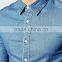 Skinny Denim Shirt with Long Sleeves In Mid Wash