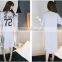 Female Model of Grey Number Printed Nightgown