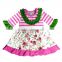 2017Wholesale baby girls Fashion Ruffle lace Floral printing Spots stripe dress