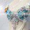 Aidocrystal Austrial Hot sale blue color sequins beaded tassel belly dance bra