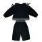 6752/Baby girls solid peter pan collar top with ruffles pants set high quality boutique girls suit