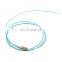 Blue yellow white colored unjacketed pigtail single mode fiber optic cable