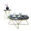 Modern salon furniture simple style black glass marble tea center coffee table