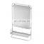Metal Frame Wall Mirror with Shelf in Black Bathroom Organizer with Mirror