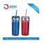 Inside SS outer plastic adult cups with screw lid and straw