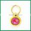 Round Flower Screen Printed With Glitter Filled in Key Chain