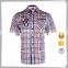 Professional manufacture new model Custom Men's cotton short sleeve plaid shirt