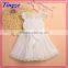 Hot fashion sleeveless bandage with pearl baby dress design girls party lace kids dress