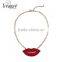 European And American Popular Accessories Big Red Lip Pendant Necklace Short Sweater Chain Necklace Wholesale