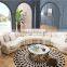 Living Room Classical French Furniture Fabric Button Beige Corner Sofa AL043