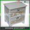 Small Solid Wood Bedside Nightstand Wicker Drawer Cabinet