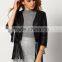 Jackets fashion women Tops Black Tassel Crop Jacket