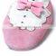 2016 latest comfortable adorable pink white with bow grind arenaceous PU princess shoes