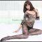 CK8989 sexy long-sleeved transparent hollow out shiny bodystocking