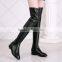 Real Leather Shoes Over Knee Shoes Low Heel 2015 CP6691