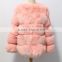 winter genuine baby pink fox fur coat for women