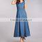 Denim one piece dress Patterns Women Sleeveless Midi denim dress muslim