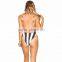 Surf Stripe One Piece Highcut Leg Scoop Back Neckline Womens Swimsuit Custom Polyamide Elastane Blend Stretch Swimwear