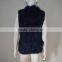 SJ324-01 Woman Apparel Winter Raccoon Trim Dark Blue Rabbit Vest