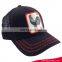 Custom Leather Baseball Cap Cool Mesh Trucker Hat With Cock Logo Patch
