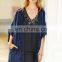 Chinese Wholesale Women Clothes OEM Embroidery Floral Navy Cardigan Kimono for Sale