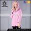 Pink cheap sheep wool fur coat with detachable fur inside