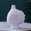 Abstract People Face Nordic Style White Ceramic Vase Three-Piece For Soft Decoration