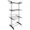 Foldable 3 tier rolling collapsible clothes drying rack stand indoor outdoor dark grey metal laundry rack