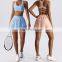 New Wholesale Quick Dry Sexy Racer Back Straps Bra 2-In-1 Pleated Mini Skirt Two Piece Tennis Set Suit Golf Wear Women Clothes