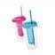 Double wall plastic straw mug with fruit infuser