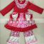 Wholesale children girl clothing dress flowers priting with long sleeve boutique outfit